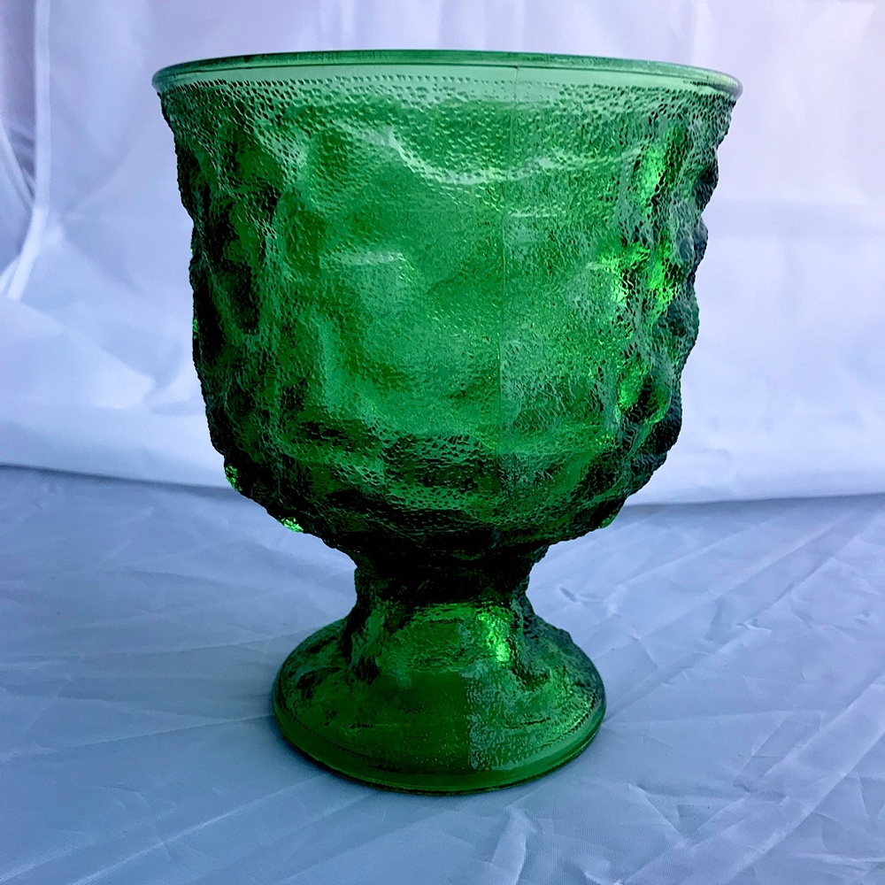 Vintage Green Crinkle Texture EO Brody Cleveland Co. Glass Goblet